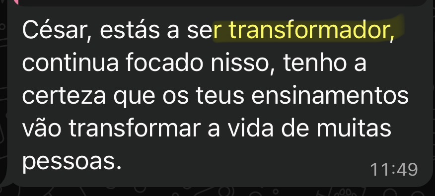 Depoimento — ensinamentos vão transformar a vida de muitas pessoas