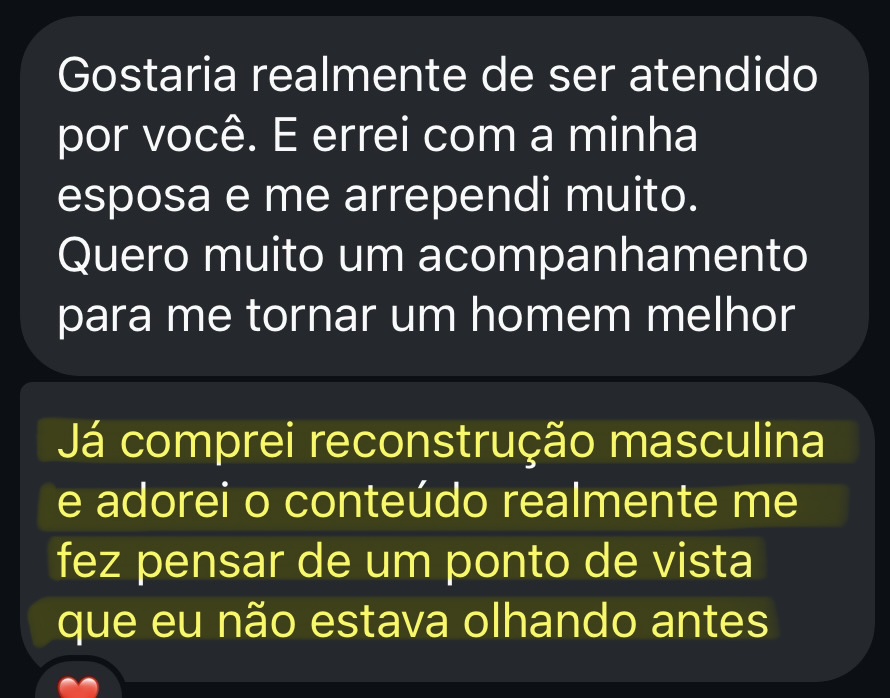 Depoimento — já comprei reconstrução masculina e adorei o conteúdo