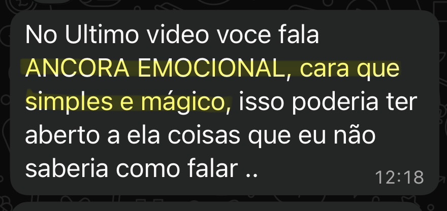 Depoimento — âncora emocional, simples e mágico