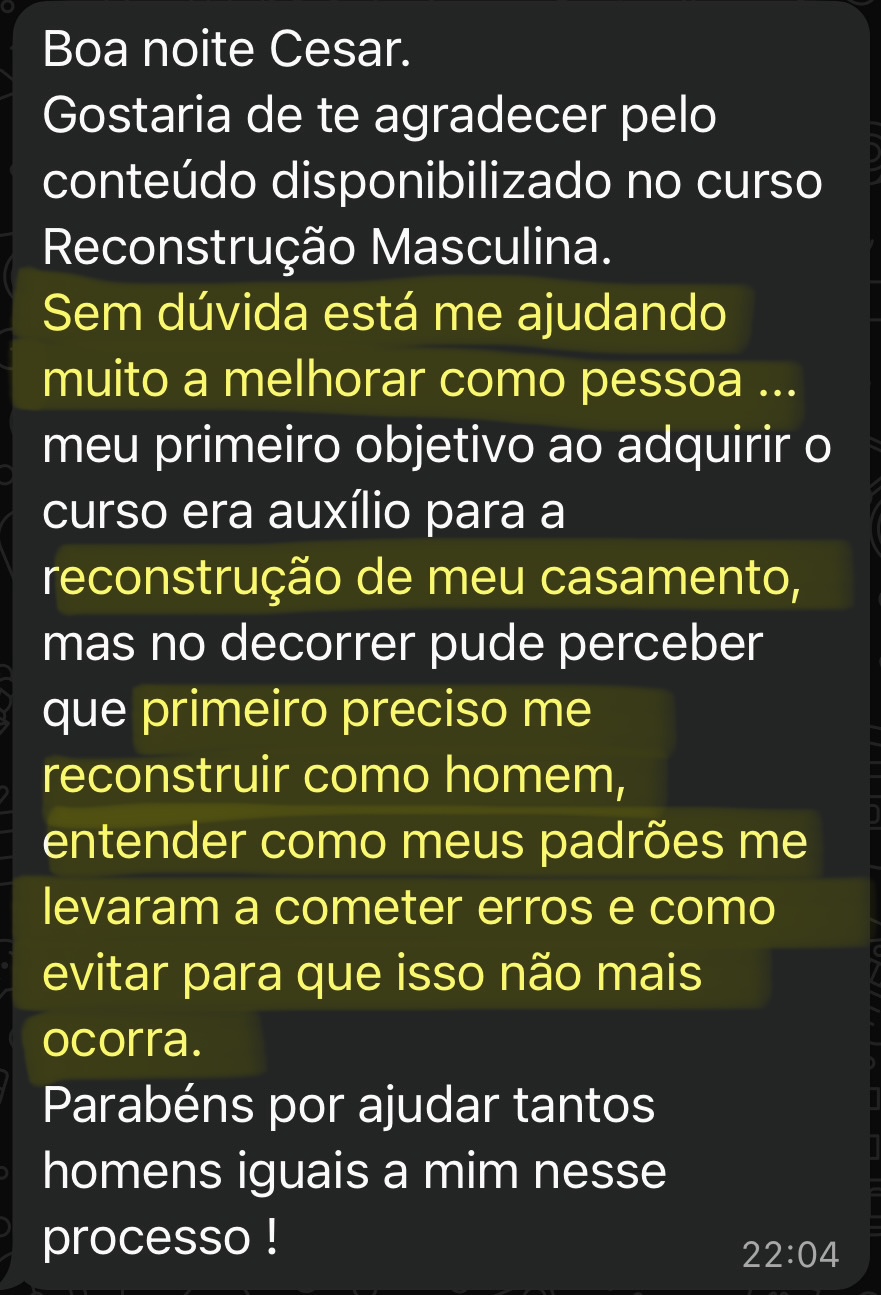 Depoimento — primeiro preciso me reconstruir como homem