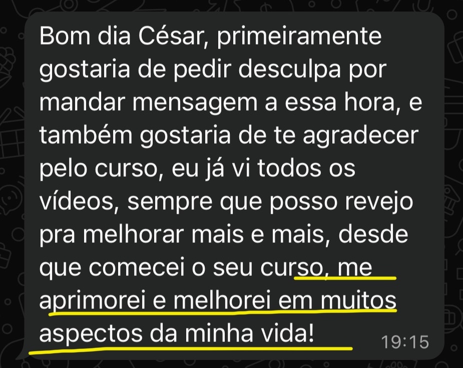 Depoimento — melhorei em muitos aspectos