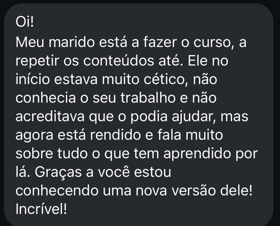 Depoimento — esposa de aluno